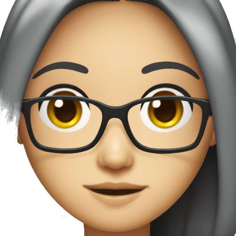 asian girl long black hair with glasses just face emoji