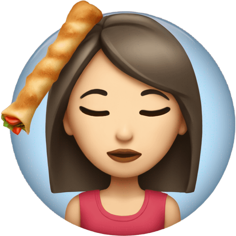 Girl with closed eyes kissing kebab  emoji