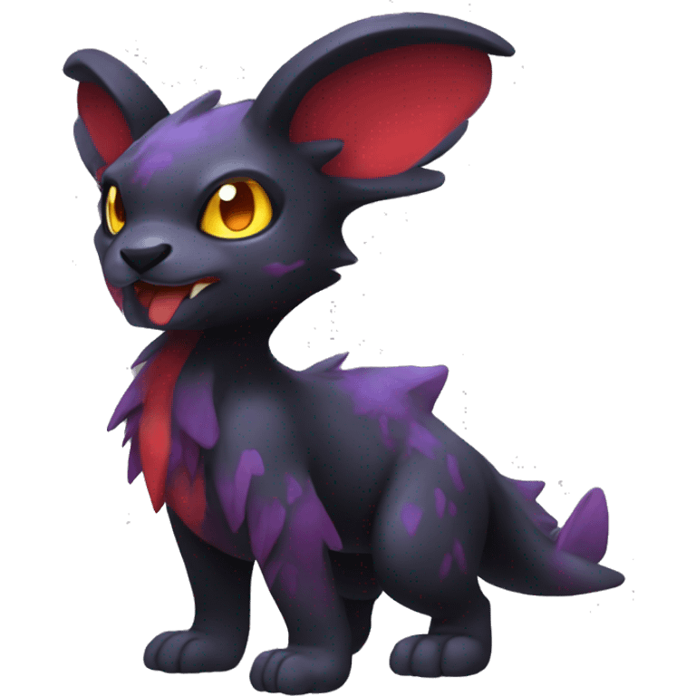 Cute cool dark black red purple yellow animal hybrid Fakemon full body emoji