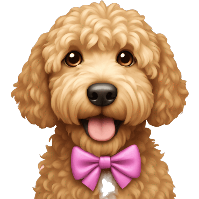 Golden doodle with a bow emoji