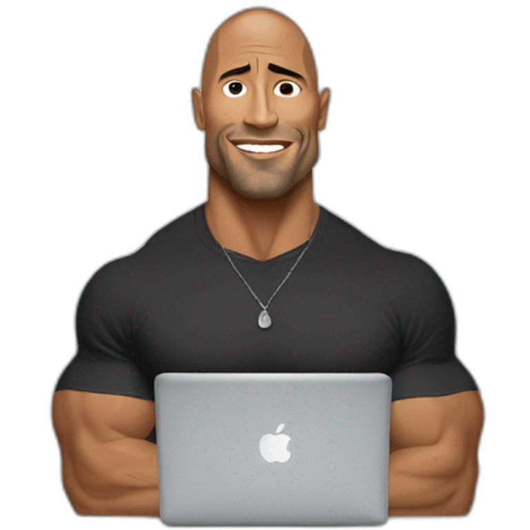 The rock with a macbook emoji