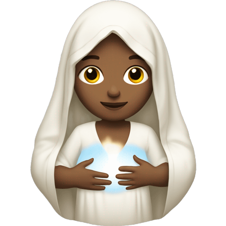 Maria mother of Jesus with Jesus in hands white skin emoji