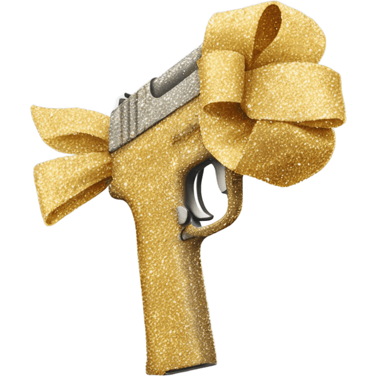 Gun with glitter and a bow emoji