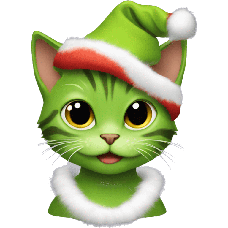 Kitten dressed as the grinch emoji