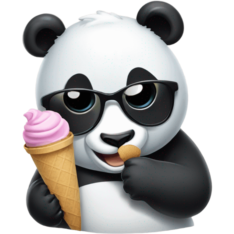 Panda eating ice cream with sunglasses emoji