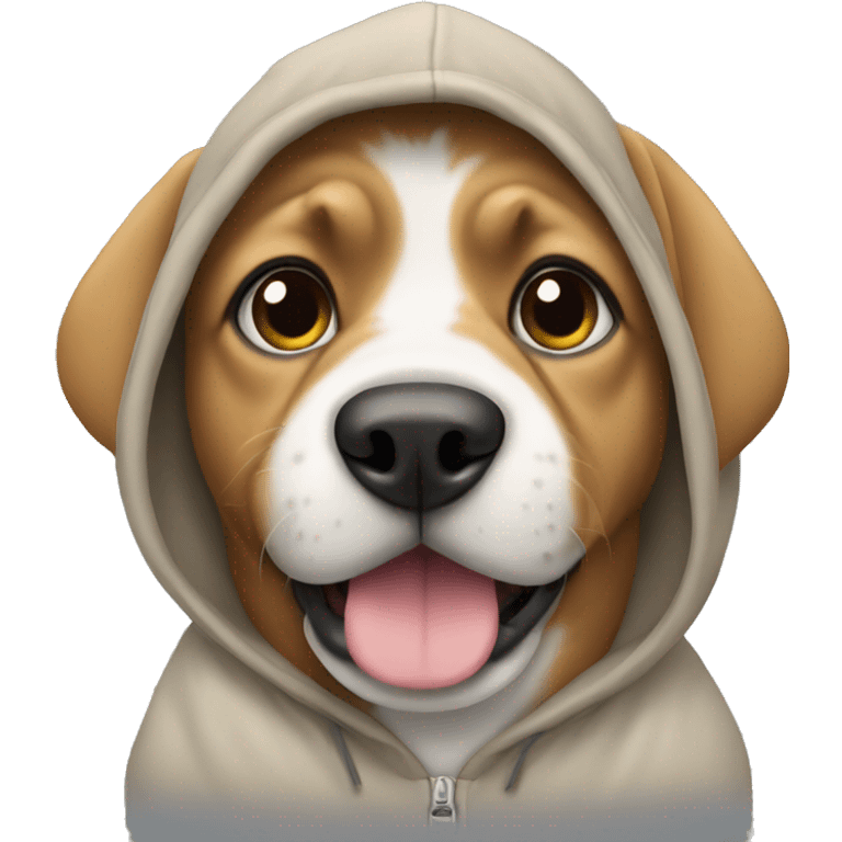 A dog wearing a hoodie emoji