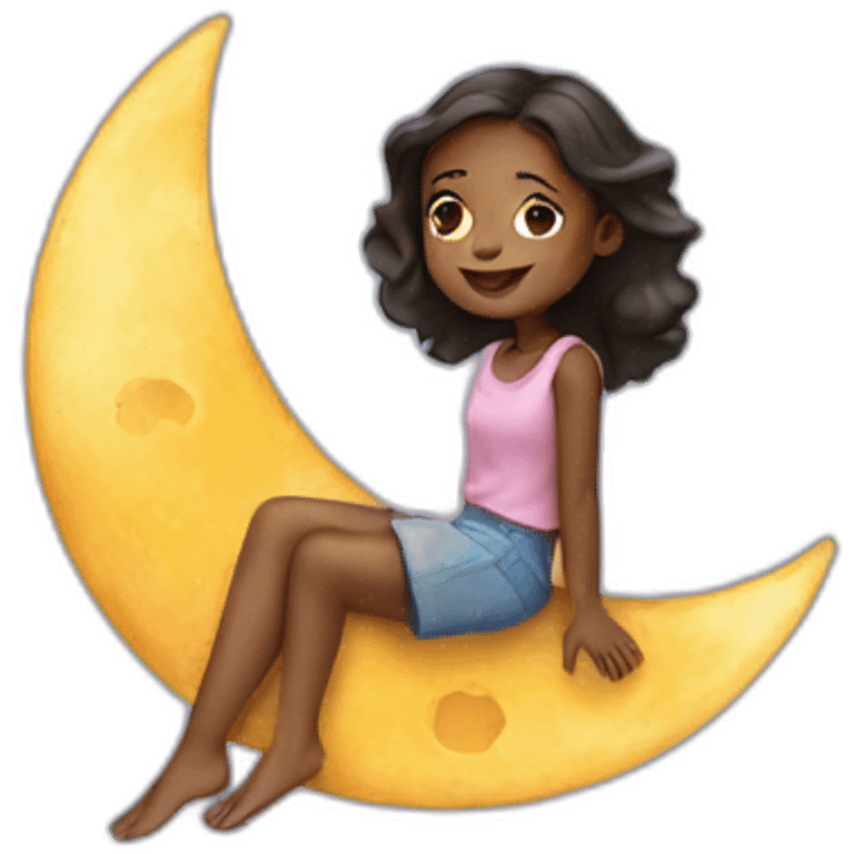 Girl sitting on moon emoji