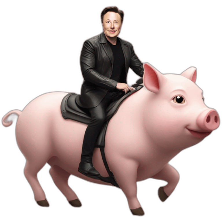 Elon Musk riding a pig emoji