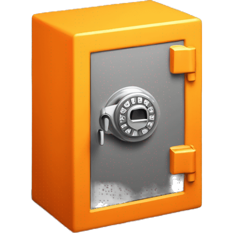 3d colosed isometric small safe in orange or yellow emoji