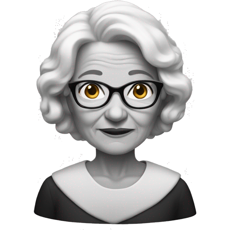 Portrait of a grandma with shoulder length hair in black and white  emoji