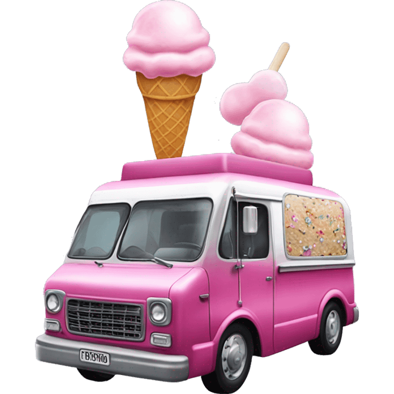 Gothic Flying Barbie ice cream van , pearl red emoji