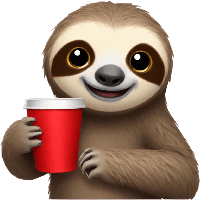 Sloth holding a red cup emoji