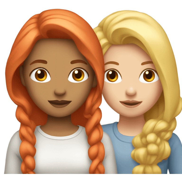 2 girls, white with blonde hair and white with red hair  emoji