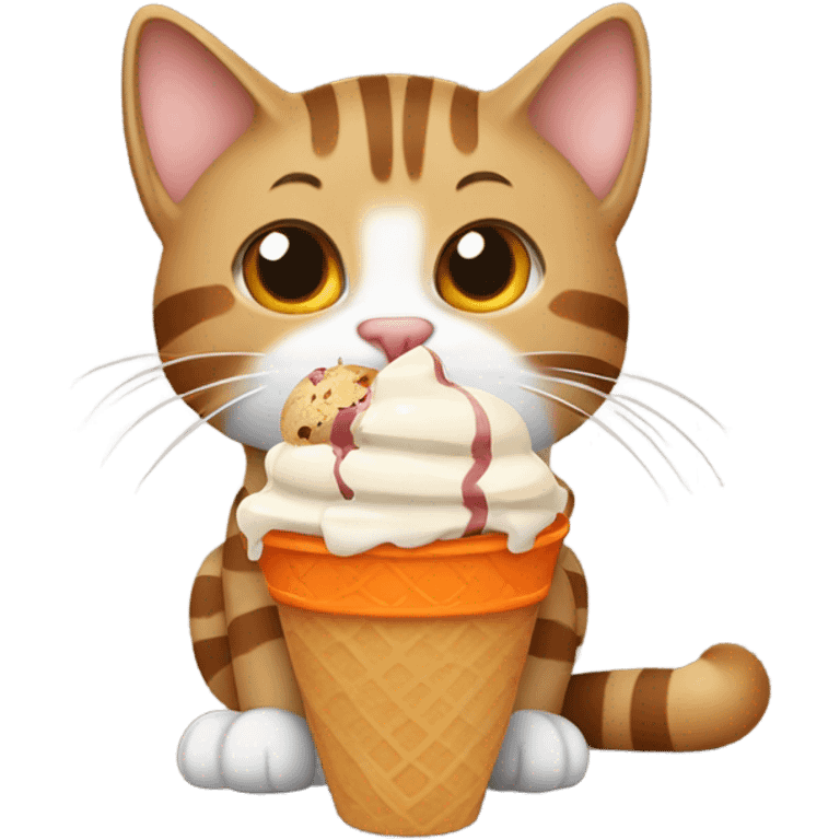 tabby cat eating ice cream  emoji