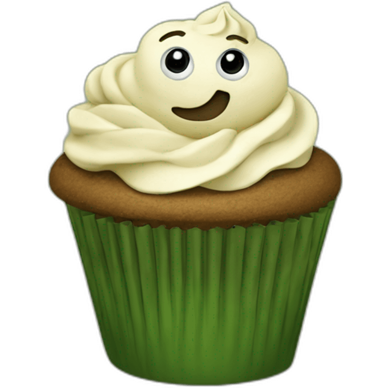 Happy camouflage cupcake emoji