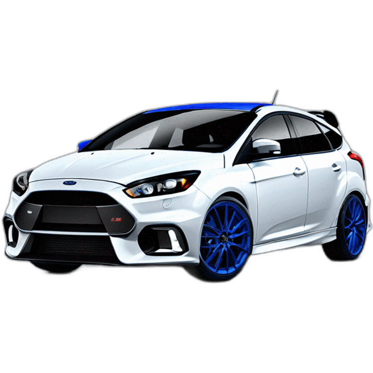 White FORD FOCUS RS with royal blue rims emoji