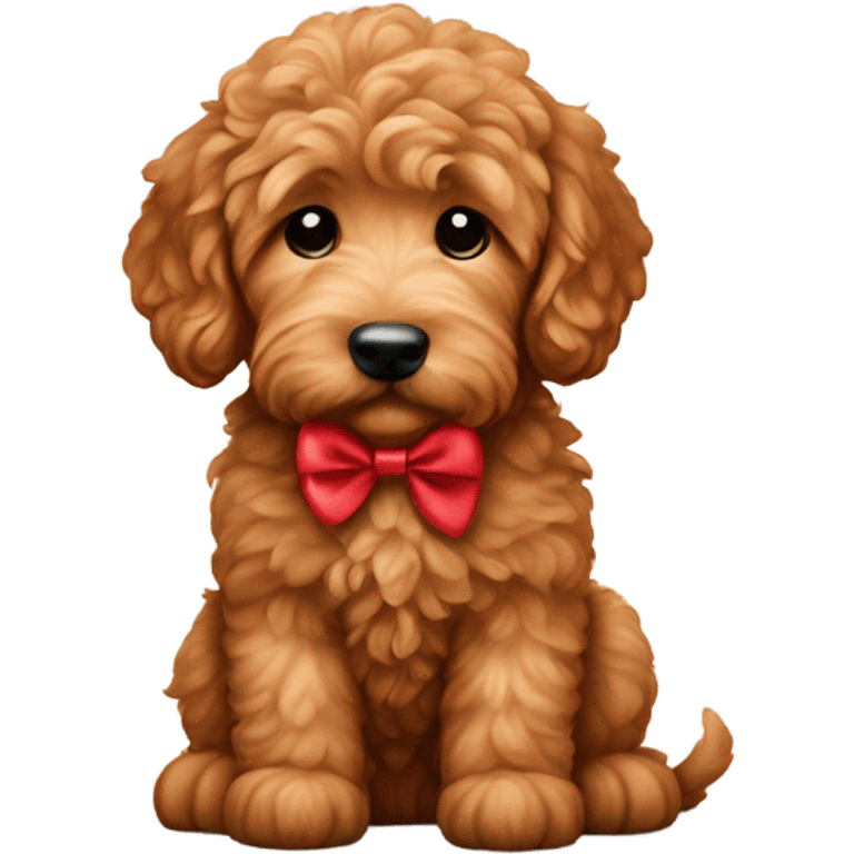 Red goldendoodle puppy bow on head emoji