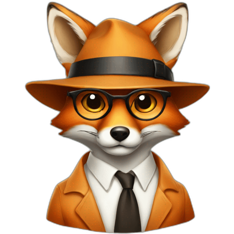 fox wearing a detective hat and glasses emoji