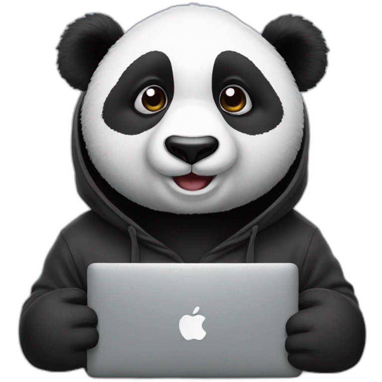 panda with hoodie and a macbook emoji