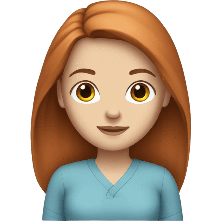 white girl. long auburn hair. Scrubs.  emoji