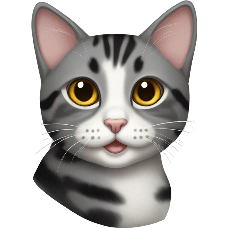 Silver tabby cat and a black tortie cat emoji