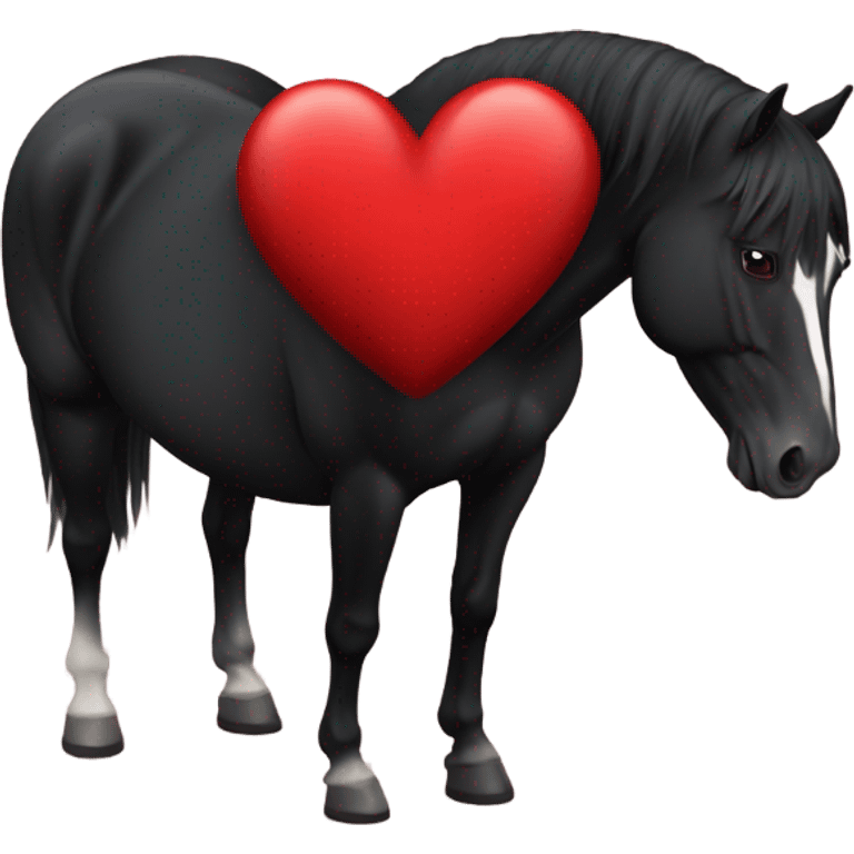 Black Horse centered inside a red heart emoji