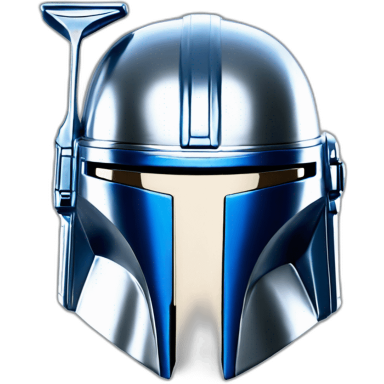 shiny silver king mandalorian helmet with blue emoji