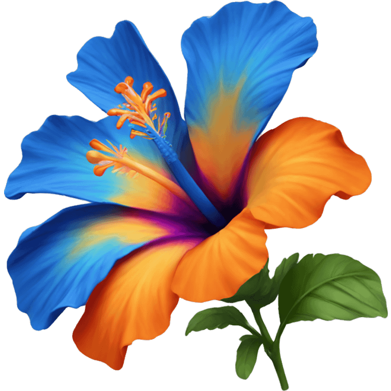 Blue hibiscus flower with orange too emoji