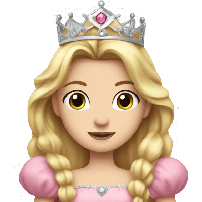 pretty princess, long blonde hair, long eyelashes, pink dress, silver crown emoji