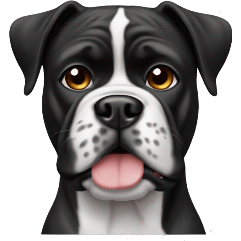 black and white boxer dog  emoji