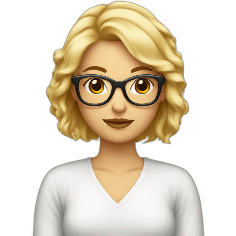 Mujer pelo muy corto rubia con gafas emoji