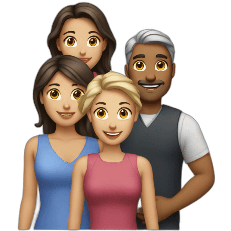 3 women and 1 man all fair emoji