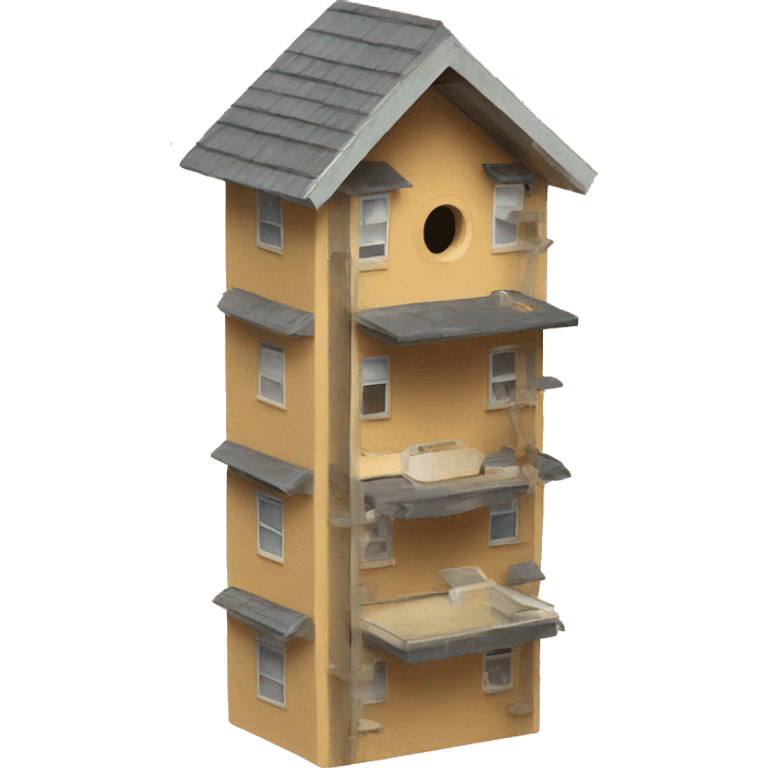 Apartment building shaped birdhouse for birds emoji