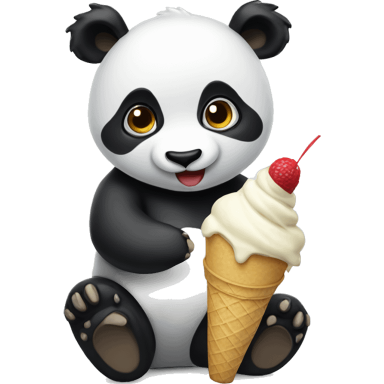 Panda eating ice cream emoji