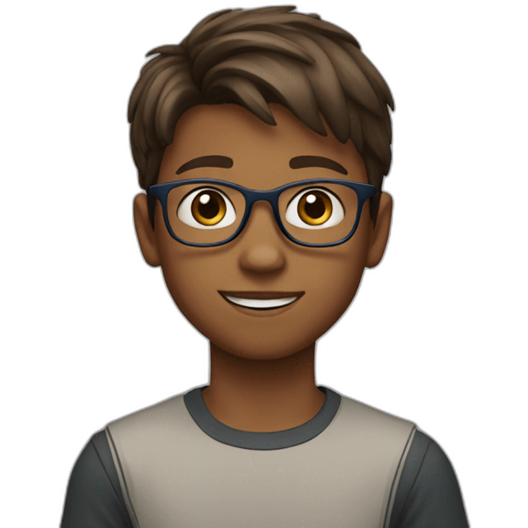 11 year old boy, blue eyes, brown hair, with glasses emoji