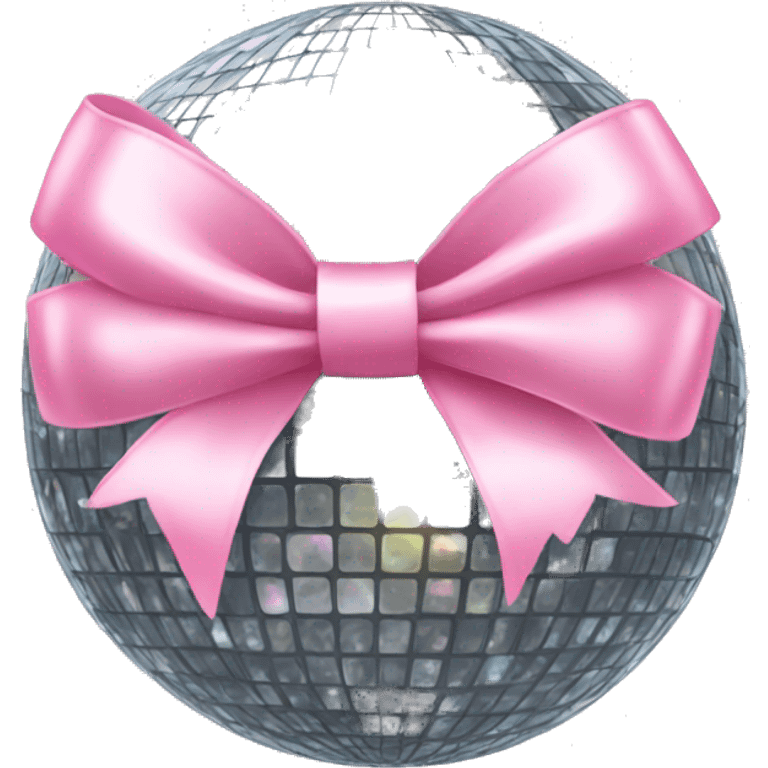 disco ball with light pink  bow  emoji