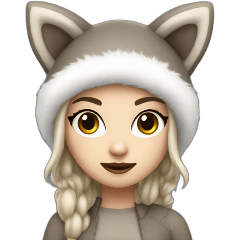 White Girl in funky raccoon costume emoji