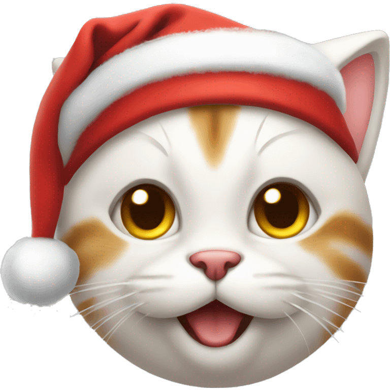 happy cat wearing a santa hat emoji