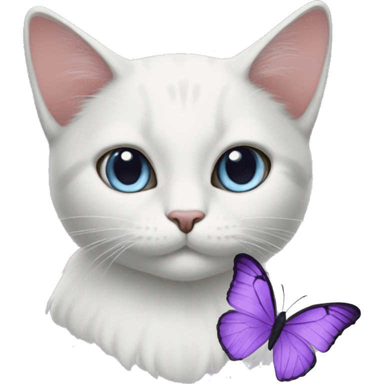 Cat with lilac butterfly emoji