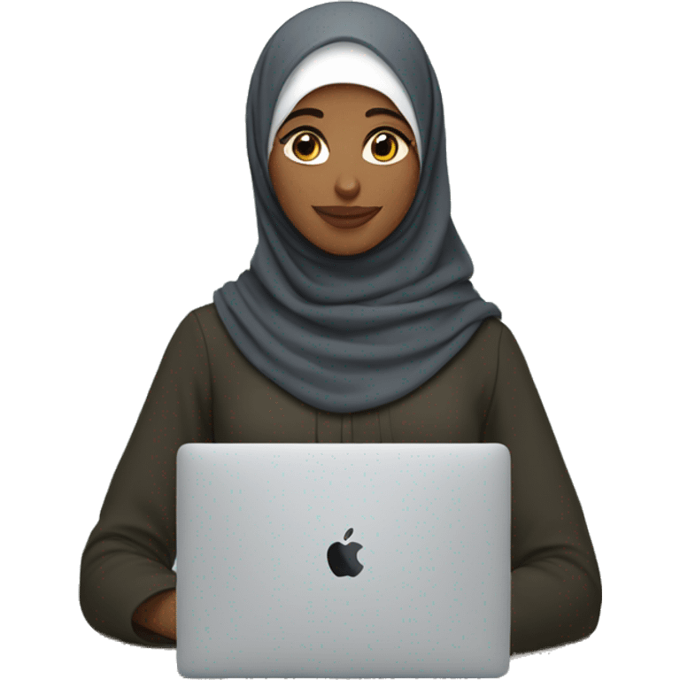 hijabi girl with apple macbook emoji