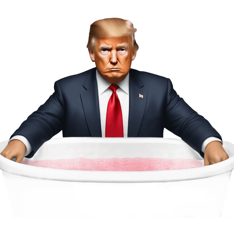 President Donald Trump wearing a suit and red tie and Jason Tatum in the bath tub emoji