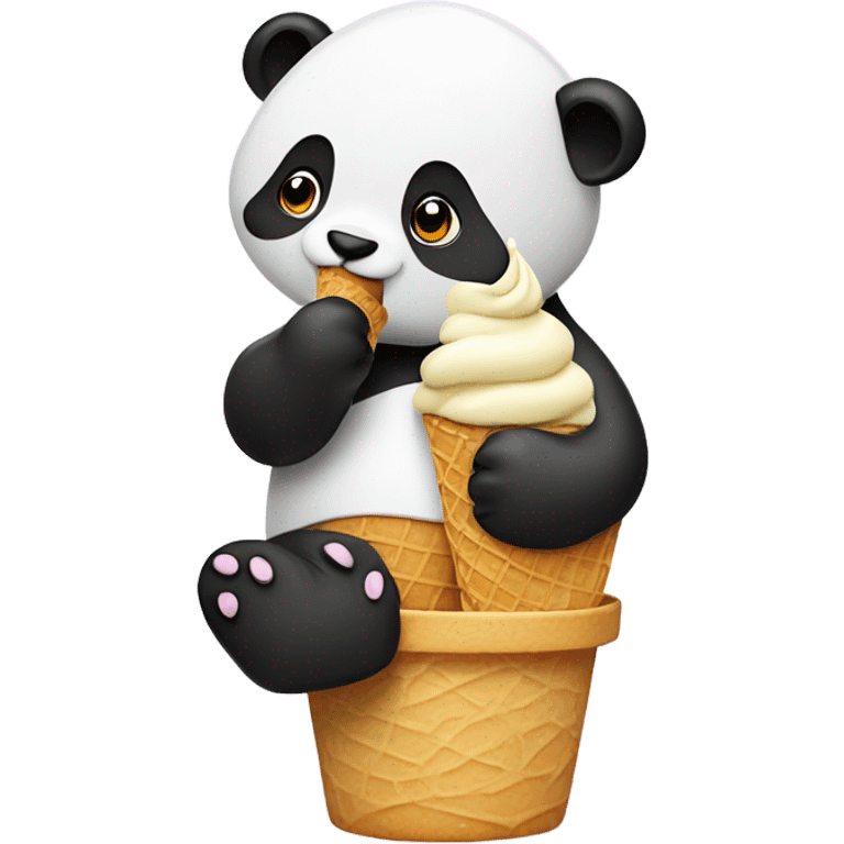 Panda eating ice cream emoji