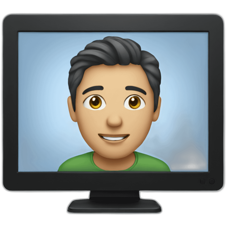 monitor with the video call on the screen emoji