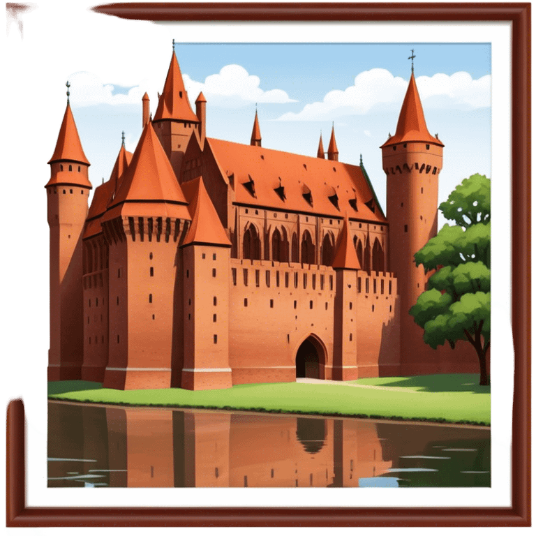 Malbork Castle Landmark Emoji – Featuring the red-brick fortress with its Gothic walls. emoji