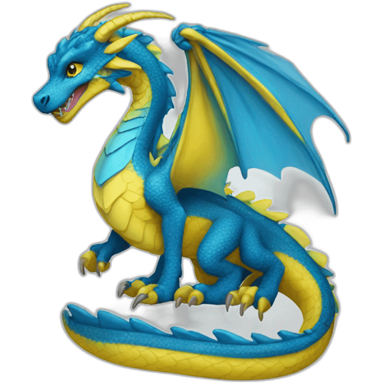 blue and yellow dragoness emoji