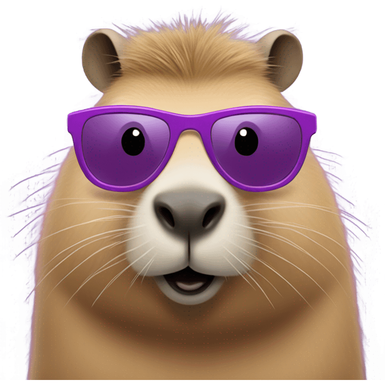 capybara with purple tutu, pink sunglasses, and red lipstick emoji