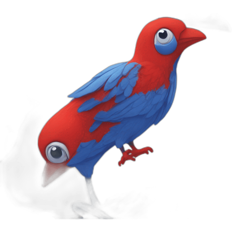 Un oiseau rouge et bleu emoji