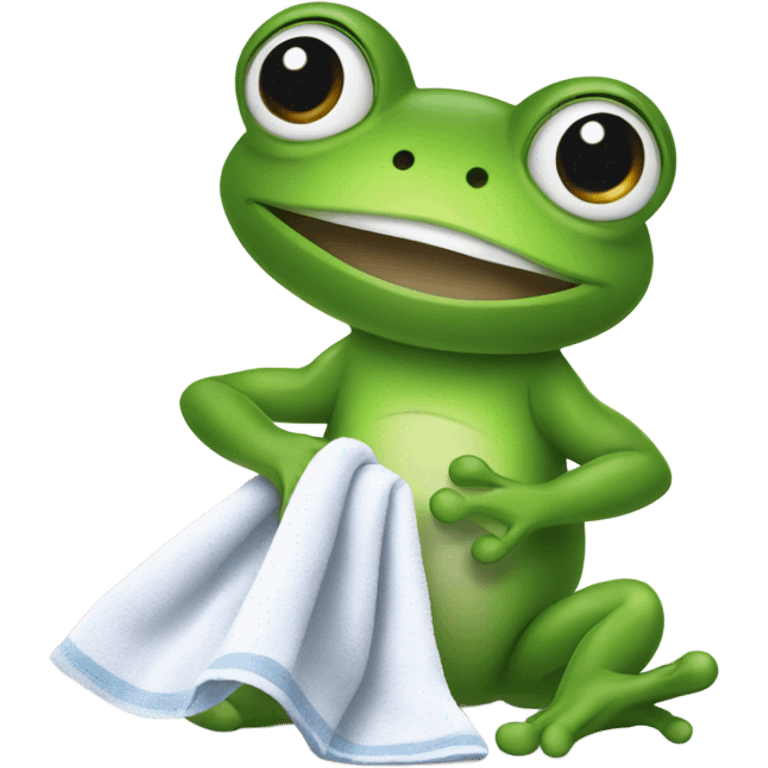 Frog picking up towel emoji