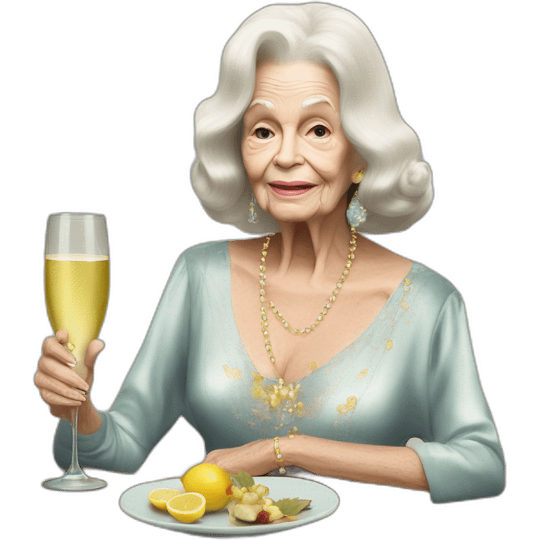 Lana del Rey & Very old grand ma drinking champagne emoji