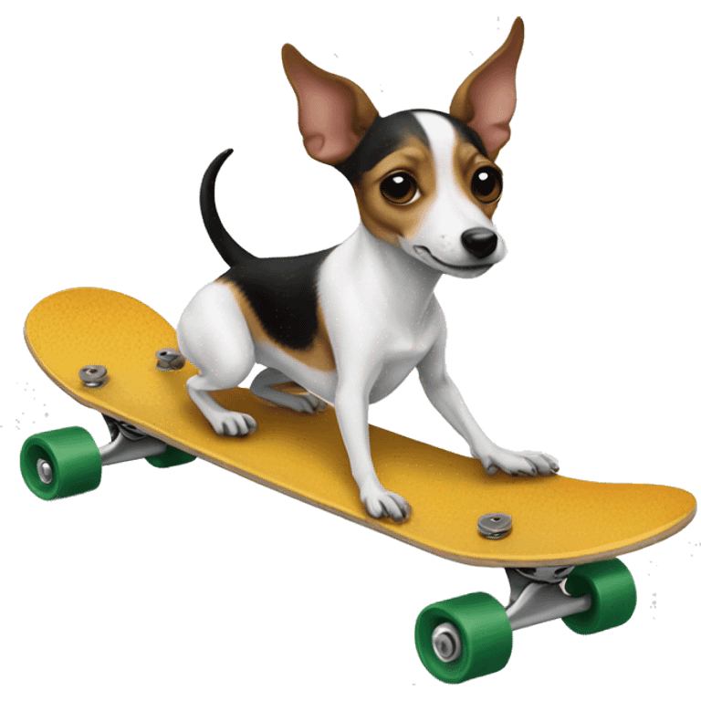 Rat terrier on a skateboard  emoji